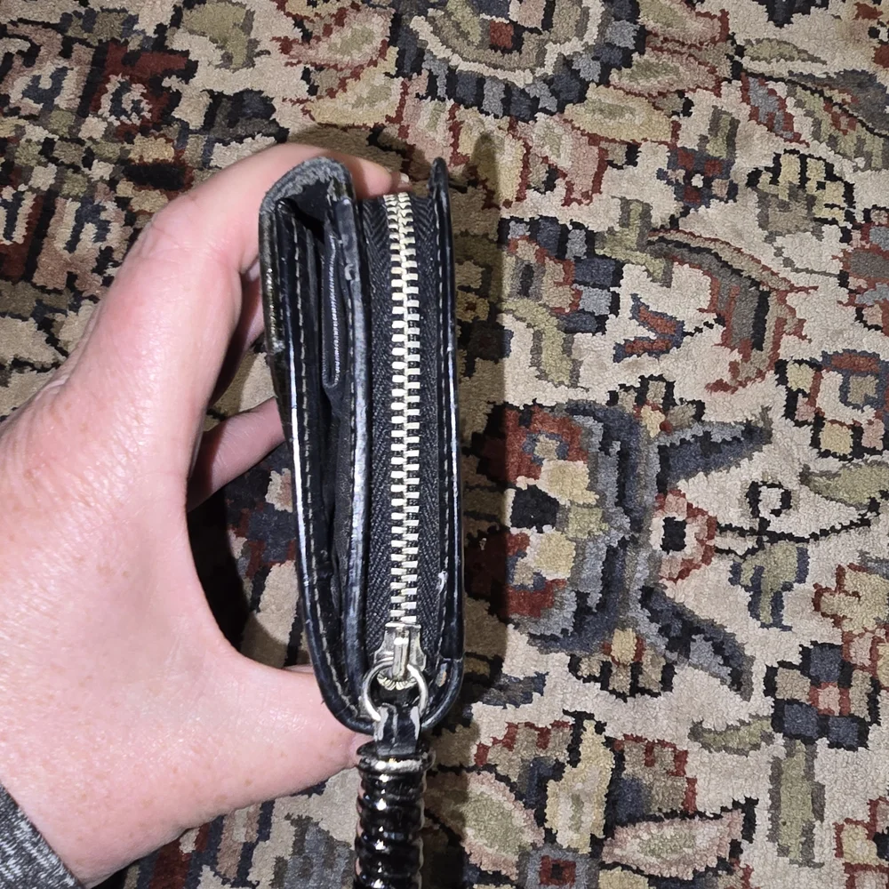 Loewe Black Leather Zip Around Wallet